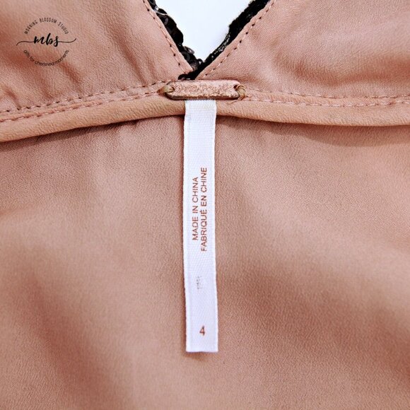 Free People Night Shimmers Lace Sequin Sleeveless Mini Dress Black Tan Women 4 - Picture 11 of 12